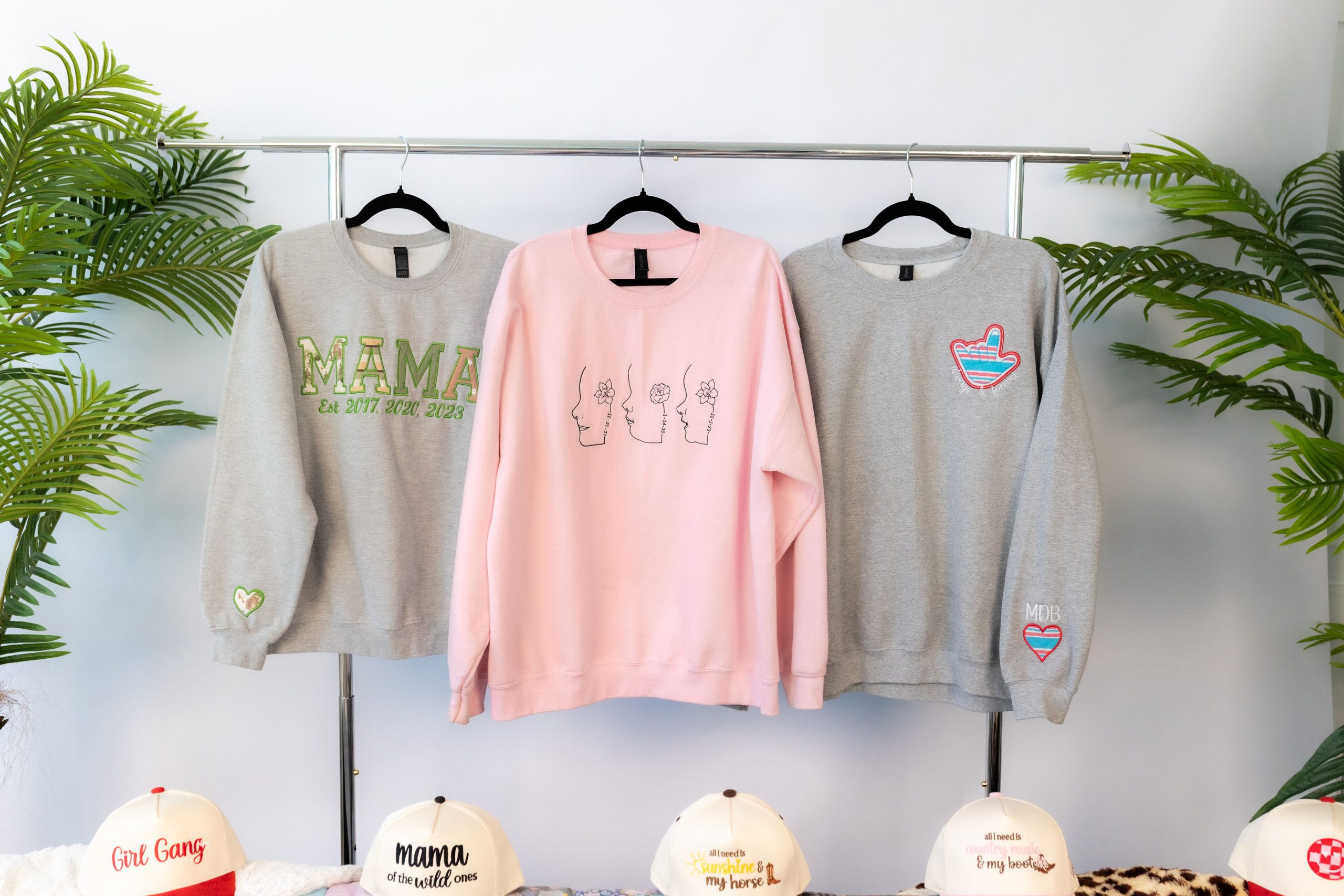 Family Keepsake Sweatshirts Stitched by Threaded by the Books in Central CA
