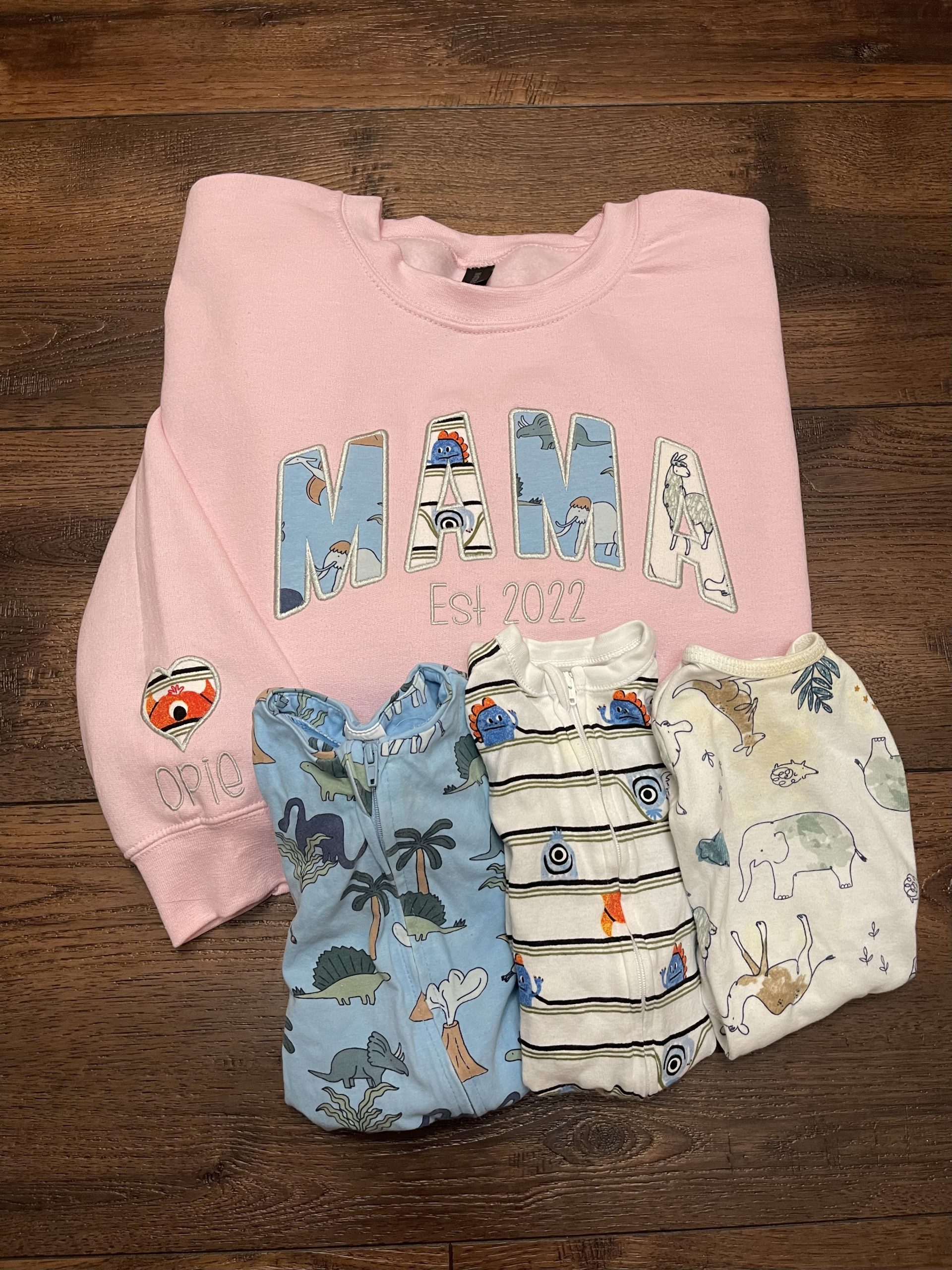 MAMA Keepsake Sweatshirt Made With Baby Onesies by Threaded by the Books in Bakersfield CA