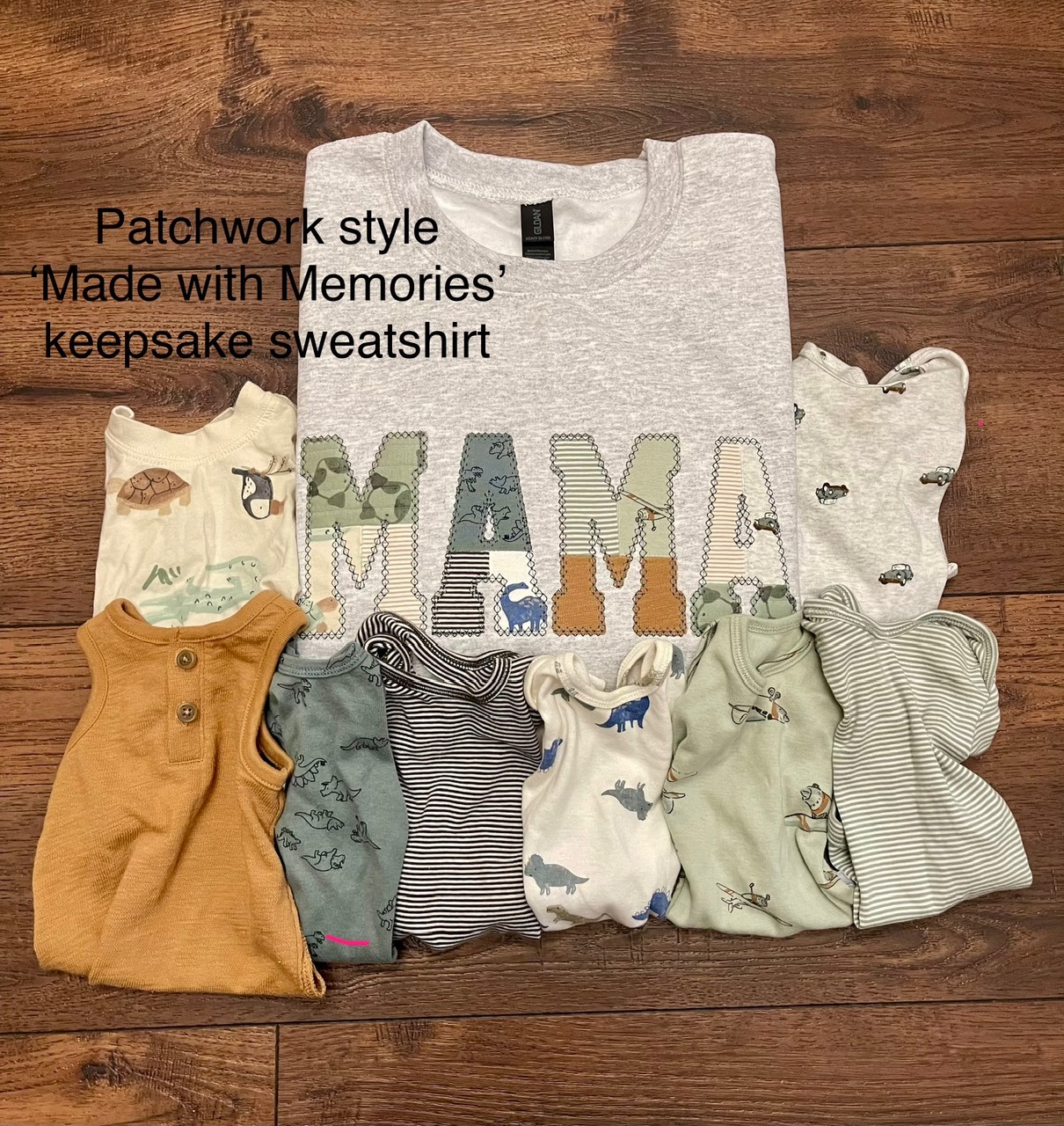 Baby Onesie Patch Work Keepsake Sweatshirt Stitched by Threaded by the Books Bakersfield CA