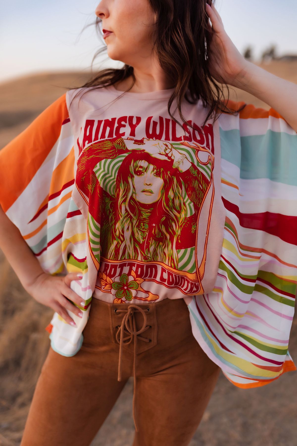 Pink Lainey Wilson Tee Custom Kimono Tee by Threaded by the Books Custom Kimono Tees in Bakersfield CA